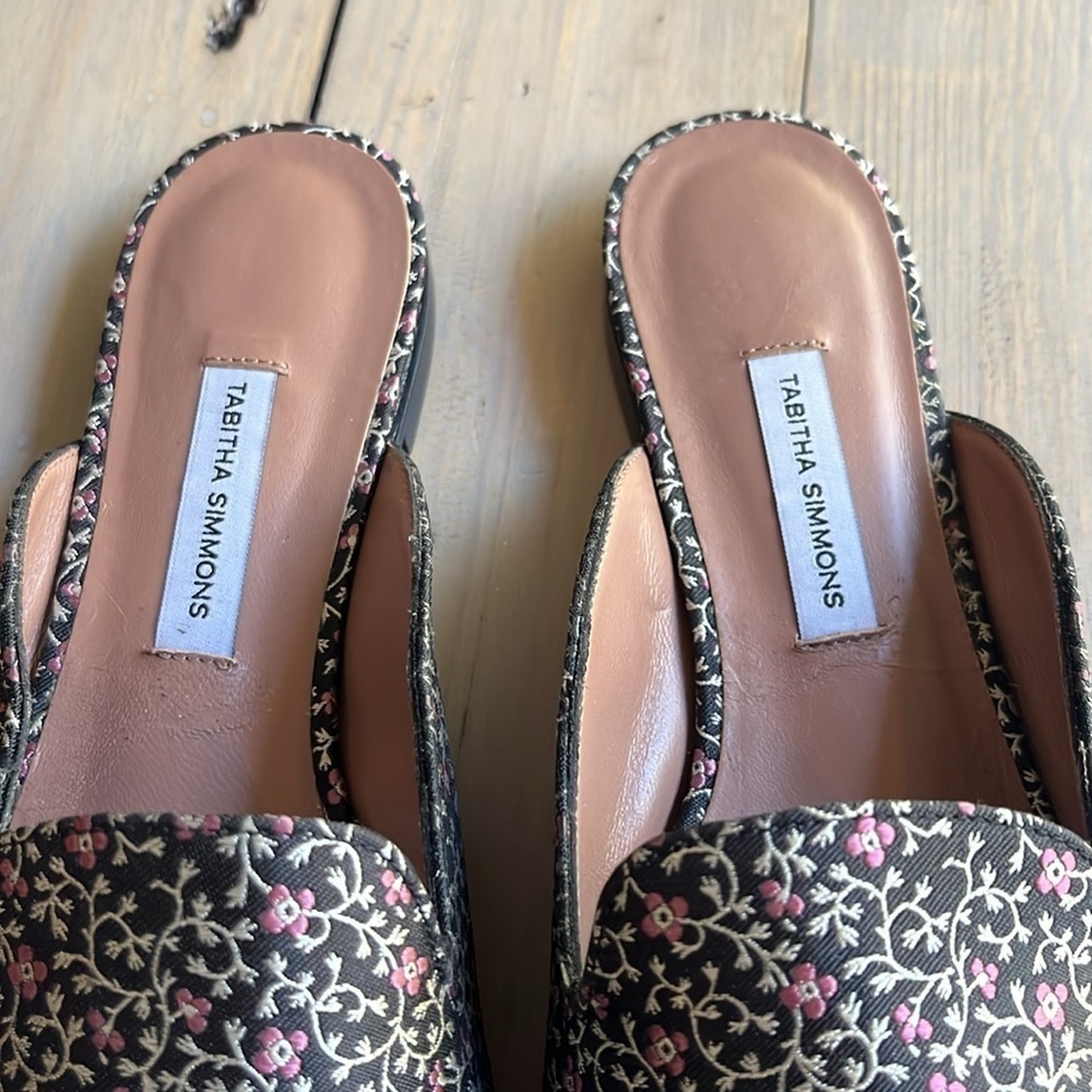 New. Tabitha Simmons Masha Bow mules in black multi Size 38.5, US 8.5 - Picture 6 of 10